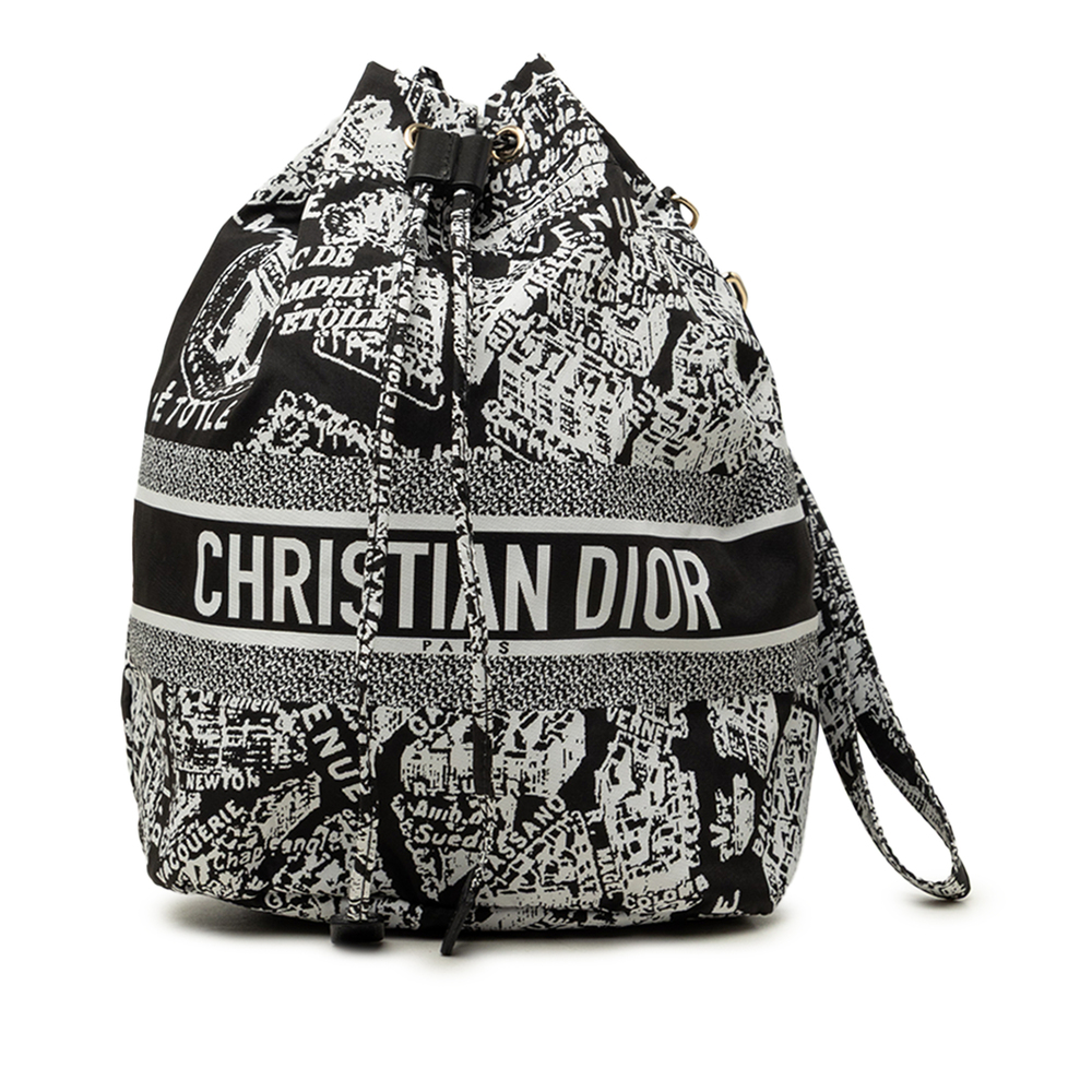 Pre-Loved Dior Technical Fabric Plan de Paris DiorTravel Drawstring Pouch